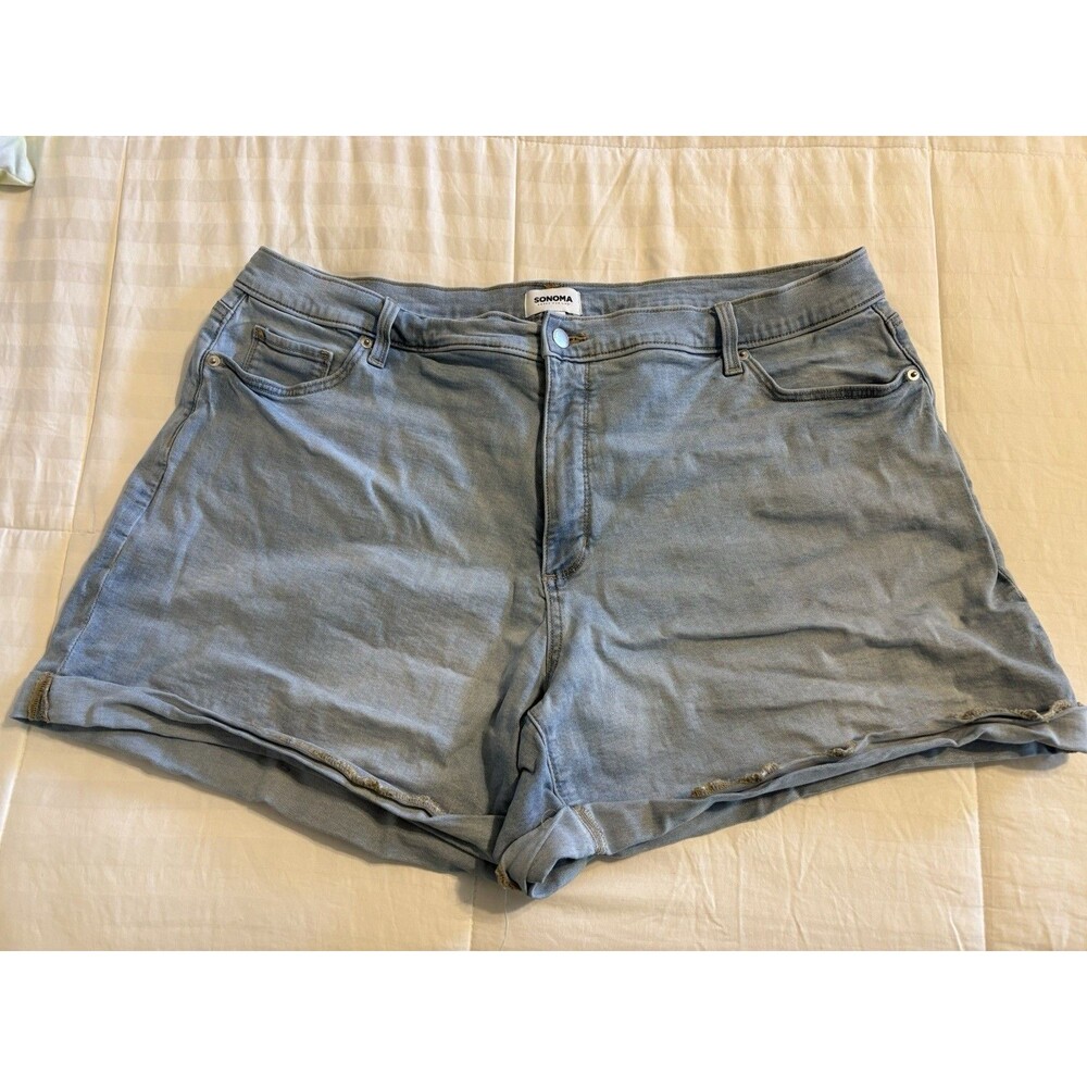 Sonoma  Women's Shorts Plus Size 18W Cuffed Blue Denim High Rise